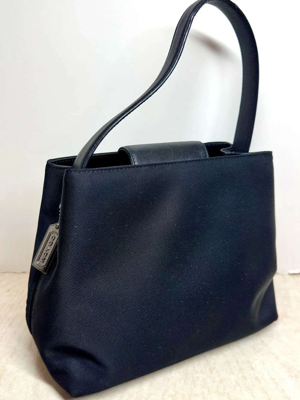 Vintage Coach Mercer 7417 Black Twill Leather Mini Satchel Y2K